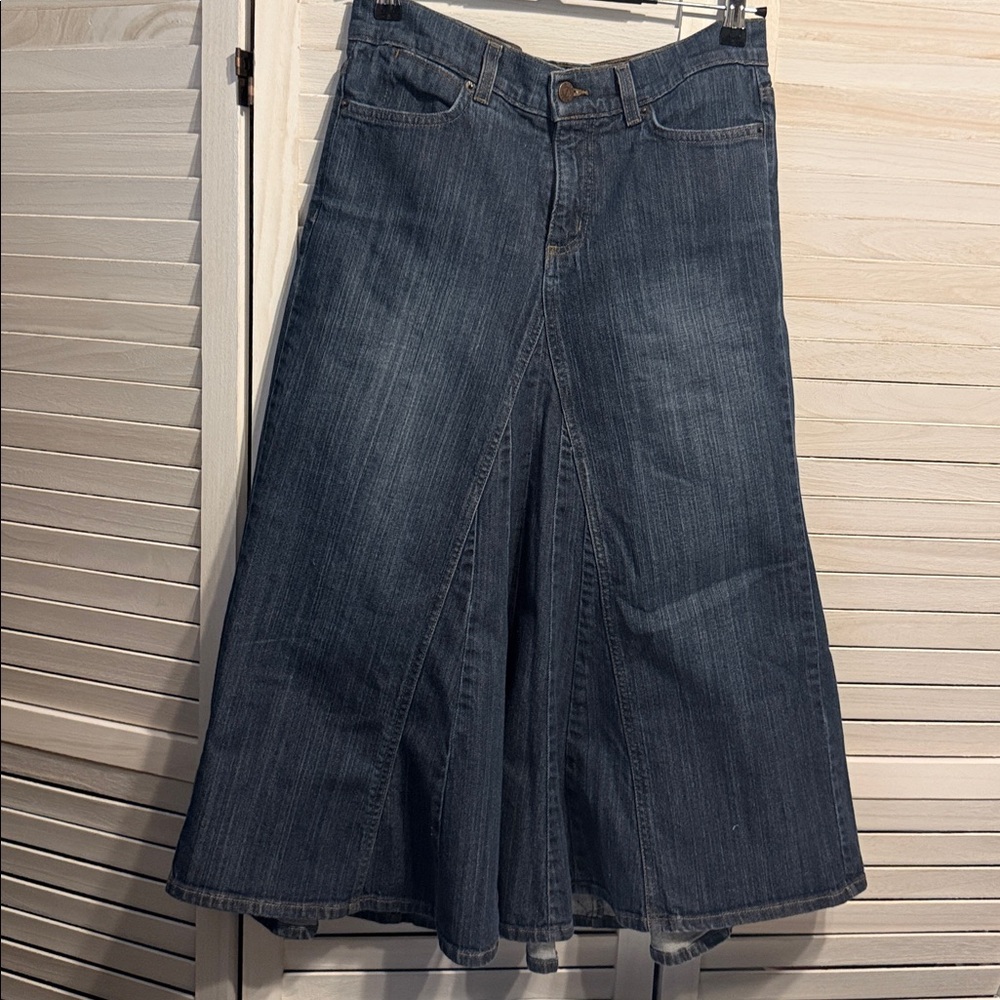 NYDJ Denim Flare Midi Skirt. Size 8